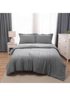 اشتري Bedding Duvet Cover Double Size Set- 1Pieces Duvet Cover 170X220Cm / 2Pieces-Pillow Shams 50X75Cm (Light Grey, Double) في الامارات