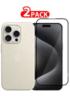 اشتري 2 Packs For iPhone 15 Pro Case and Screen Protector FineWoven Case with MagSafe Durable and Heavy Protection White في الامارات