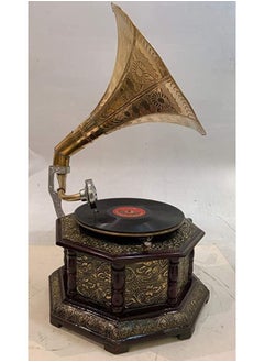 اشتري Gramophone player record player Working Gramophone Recorder Player Phonograph Gold Craved Gramophone في الامارات