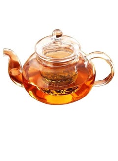 Buy Glass Teapot With Filter Glass Set Clear 600ml in UAE
