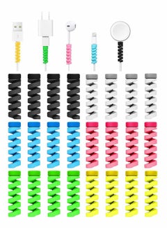 اشتري 24 Pieces Charger Cable Saver, Silicone Flexible Wire Protector, Data Lines Cable Protector, Wire Repair, Type-C Cord Protector Headphone Adapter Saver Spiral Wrap Strain Relief Sleeve في السعودية