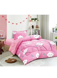 Buy Comforter Set Soft Velvet Winter Bedspread lined With fur With Children's Drawings, 3 pieces, Single size in Saudi Arabia