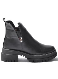 Buy Ankle Boot Mid Heel Leather G-42 - Black in Egypt