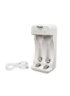 Buy TC-Q2 AA AAA Battery Charger 2 Independent Slot Smart Fast Charger with LED Light & Micro USB Cable, Battery Charger for AA AAA Ni-Cd Ni-MH Rechargeable Battery in UAE