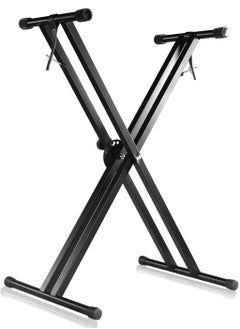 Buy Keyboard Stand Double X-Style with Locking Straps Adjustable Height Piano Keyboard Stand 54/61/88 Keys Keyboard Universal Stand in UAE