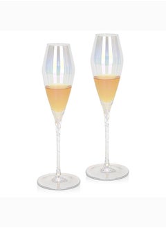 Buy 2 Piece Champaign Glasses Set 230 ml Modern Glassware Set For Kitchen Premium Barware Cocktail Glasses L 8x8 X H 25.5cm in UAE