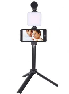 اشتري W020 AY-49T Flexible Phone Tripod with Microphone Filling Light Selfie Vlogging Kit في الامارات