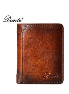 Buy Genuine Leather Anti Theft Brush Men's Retro Wallet in UAE