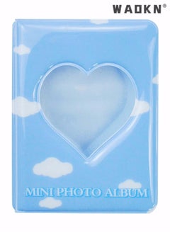 Buy 3 Inch Kpop Photocard Binder Holder Book, Mini Photo Album Kpop Photocard Binder, Love Heart Hollow Photo Card Holder Kpop Album 40 Pockets for Photo Collection (Blue) in UAE