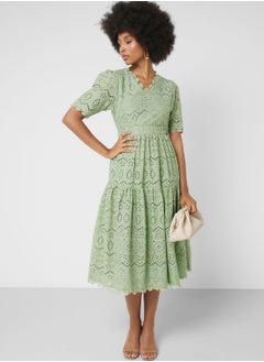 Buy Schiffli Tiered Dress in Saudi Arabia