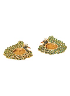 Buy Ridhi Metal Diyas, Multicolour - Set of 2 in UAE