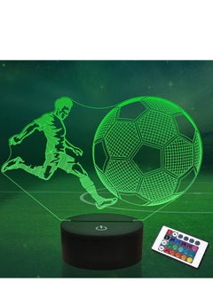اشتري Football Gifts for Kids Boys  3D Illusion Lamp Football Player Multicolor Night Light with Remote + Touch 16 Color Flashing Changing + Timer Desk Lamps for Men Sports Fan Bedroom Decor في الامارات