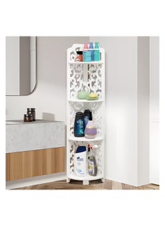 Buy 4 Tier Corner Shelf, Corner Ladder Shelf for Living Room, Free Standing Corner Shower Rack for Bathroom, Multipurpose Corner Shelves Unit for Small Spaces (White) in Saudi Arabia