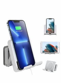 اشتري 1 Set Upgraded Tablet Wall Mount Phone Holder Removable Self-Adhesive Mobile Cell iPad for Bed Bathroom Kitchen Compatible with iPhone Galaxy Switch White في السعودية