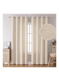 Buy Natural Linen Semi Transparent Curtain For Living Rooms And Bedroom With Steel Grommets 2 Pcs in Egypt