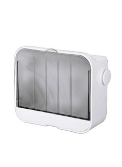 Buy Wall Mounted Drain Soap Dish Holder Bathroom Waterproof Open Lid Soap Rack Dish Storage Box Travel Organizer Case With Hooks (Whight) in Egypt