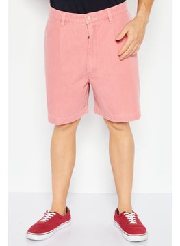 اشتري Men Regular Fit Plain Chino Shorts, Pale Red في الامارات