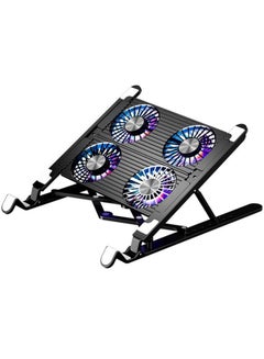 Buy Universal Portable Laptop Stand Cooling Fan Foldable Mute Color LED Desktop Adjustable Stand in Saudi Arabia