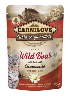 اشتري Carnilove Wild Boar enriched with Chamomile for Adult Cats (Wet Food Pouches) 24x85g في الامارات