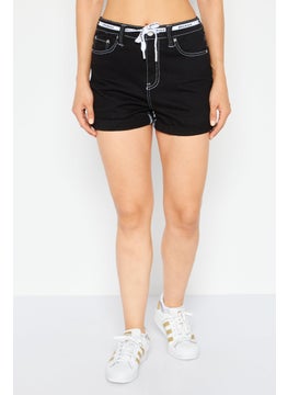 Buy Women Solid Denim Shorts, Black in UAE