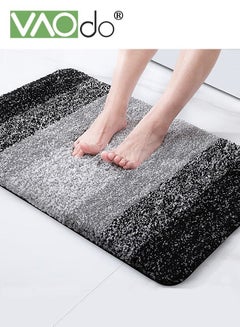 Buy Luxury Bathroom Rug Mat Extra Soft and Absorbent Microfiber Bath Rugs Non-Slip Plush Bath Carpet 51*71CM Black in UAE