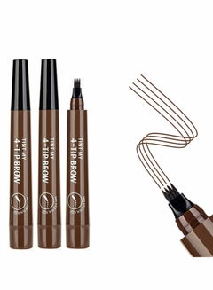 اشتري Dark Brown Eyebrow Pen, 3 Pcs Waterproof 4 Point Eyebrow Pencil في الامارات