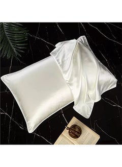 Buy Mulberry Silk Pillowcase for Hair and Skin Soft Breathable White 48cm*74cm (White 1PC) in UAE