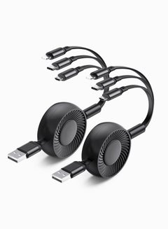Buy 3-in-1 USB Charging Cable, Multi Retractable to USB Cable Type C Sync Fast Charging Cord, USB Charging Cable for IP, Micro-USB, Compatible with Cell Phones Tablets for Samsung LG iPhone, 2Pcs in UAE