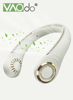 Buy Portable Neck Fan Hands-free Bladeless Fan USB Charging Wearable Bladeless Fan Battery Life 12h Mute Silicone Material Earphone Design 360° Wind Fan Light White in Saudi Arabia