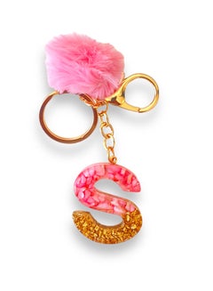 Buy Ring and Letter Keychain For Letter S,   Keychain Pendant for Purse Handbags Women Girls Letter  And Nice As a Gift in UAE