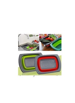 Buy Creatif Ventures Foldable Drain Basket Silicone Adjustable Collapsible Colander Vegetable Fruits Washing Strainer Kitchenware (Assorted Colour) in Egypt