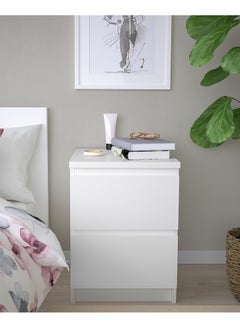 Buy Bedside table with 2 drawers, white, 40x55 cm in Saudi Arabia