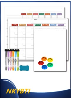 Buy Magnetic Dry Erase Calendar for Refrigerator - Monthly Calendar Whiteboard for Fridge - No Stains or Ghosts - White Board Planner -  Erase Markers and Large Eraser in UAE