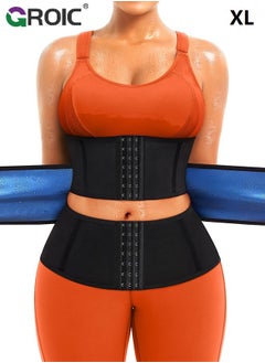 اشتري Sweat Band Waist Trainer, Sweat Steam Waist Belt, Sweat Belt for Weight Loss, Stomach Wraps, Waist Trimmer with Pocket, Sauna Suit Slimming Waist Belly Belt Band, Sports Gym Home Waist Trainer, XL في الامارات