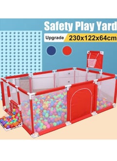 اشتري Baby Playpen Safety Kids Play Yard BaAby Indoor Playpen Safety Play Yard for Toddler Red 230*120*64CM في السعودية