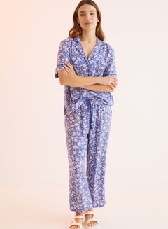 Buy Floral Print Shirt & Pyjama Set in Saudi Arabia