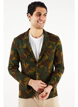 اشتري Men Regular Fit Long Sleeve Camouflage Blazer, Olive Combo في الامارات