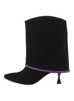 Buy Half Black Suede Boots With Purple Accents in Egypt