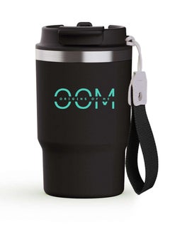 Buy OOM 475ml /16oz Black Travel Coffee Mug, Double Walled Stainless Steel Vacuum Tumbler with Multifunctional Lid-Spout & Straw Option, Leak Proof, Thermos, 8Hr Hot &12Hr Cold in UAE