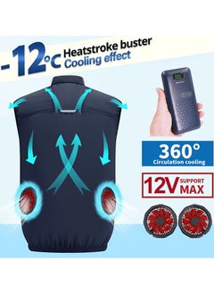 Buy Updated Version Cooling Vest for Men Women Hot Weather with 20000mAh Battery 12V Fans Air Conditioner Short Sleeve Jacket Fan Vest- XL in Saudi Arabia