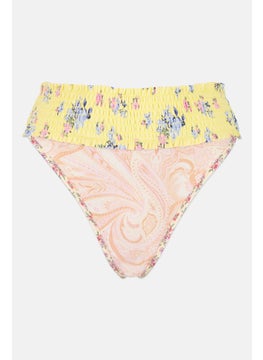 اشتري Women Floral Print Bikini Bottom, Yellow Combo في الامارات