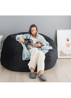 Buy COMFY CLASSIC VELVET BLACK BEAN BAG XL WITH VIRGIN BEANS FILLING in UAE