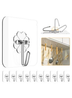 Buy Adhesive Hook 10pcs Self Adhesive Wall Hooks Heavy Duty Waterproof Adhesive Hooks for Hanging Towel Holder Coat Hooks Wall Mounted for Bathroom Kitchen in Saudi Arabia