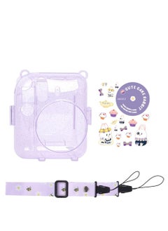 Buy Transparent Glitter Crystal Case for Fujifilm Instax Mini 12 Camera Adjustable PC Camera Protective Case with Upgraded Films Pocket Pouch for Storing Photos (Purple) in UAE