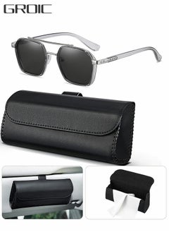 اشتري Sunglasses Holder for Car Organizer Storage Case with sunglasses Vehicle Visor Accessories Glasses Storage Case في الامارات