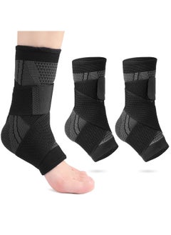 اشتري 2 Piece Ankle Protector Adjustable Compression Ankle Support Brace For Running Sports Football and Basketball في الامارات