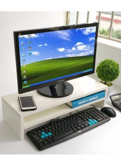 Buy Wooden desktop stand for computer monitor and laptop and for organizing desk and office supplies in UAE