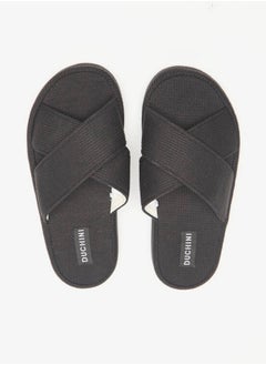 Buy Duchini Men's Waffle Textured Cross Strap Bedroom Slides in UAE