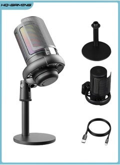 Buy Gaming Microphone Computer Microphones, USB PC Mic for Streaming, Podcasts, Recording, Condenser Computer Desktop Mic on PS4/PS4pro/PS5, with RGB Control, Mute Touch, 3.5mm Headphone Jack in Saudi Arabia