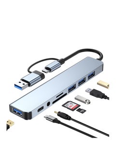Buy USB C Hub, 8 in 1 Type C Adapter USB Splitter Extender with USB A Male to USB C Female USB 3.0 in Saudi Arabia